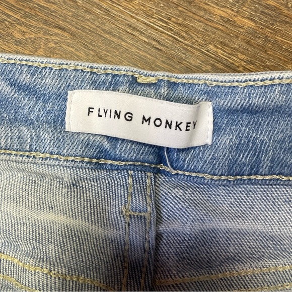 Flying Monkey High Rise Raw Hem Kick Flare Womens 27 Bleached Distressed - Picture 5 of 9